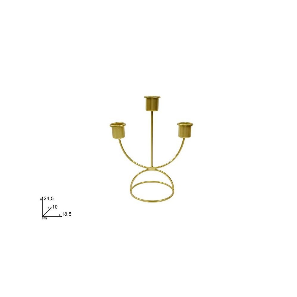 PORTACANDELE  METALLO ORO 3 POSTI 24,5X18,5CM